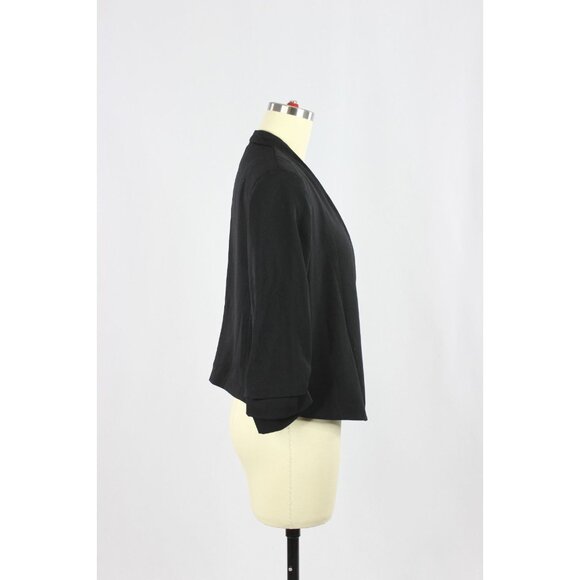 Aritzia BABATON Power Waist Black Crepe Open Cropped Blazer Jacket, Size 4 - Picture 2 of 15